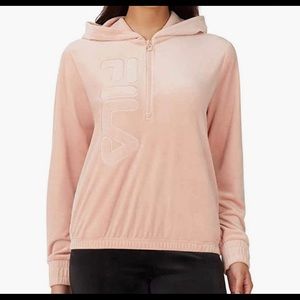 Fila Womens Velour Quarter Zip Hoodie Misty Rose NWT